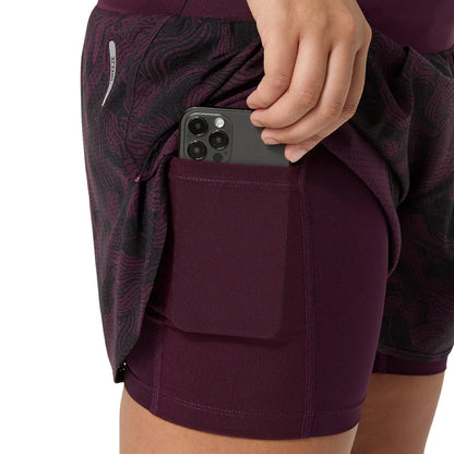 Asics Damenlaufhose Road All Over Print 2-N-1 3.5IN Short, Dark Aubergine