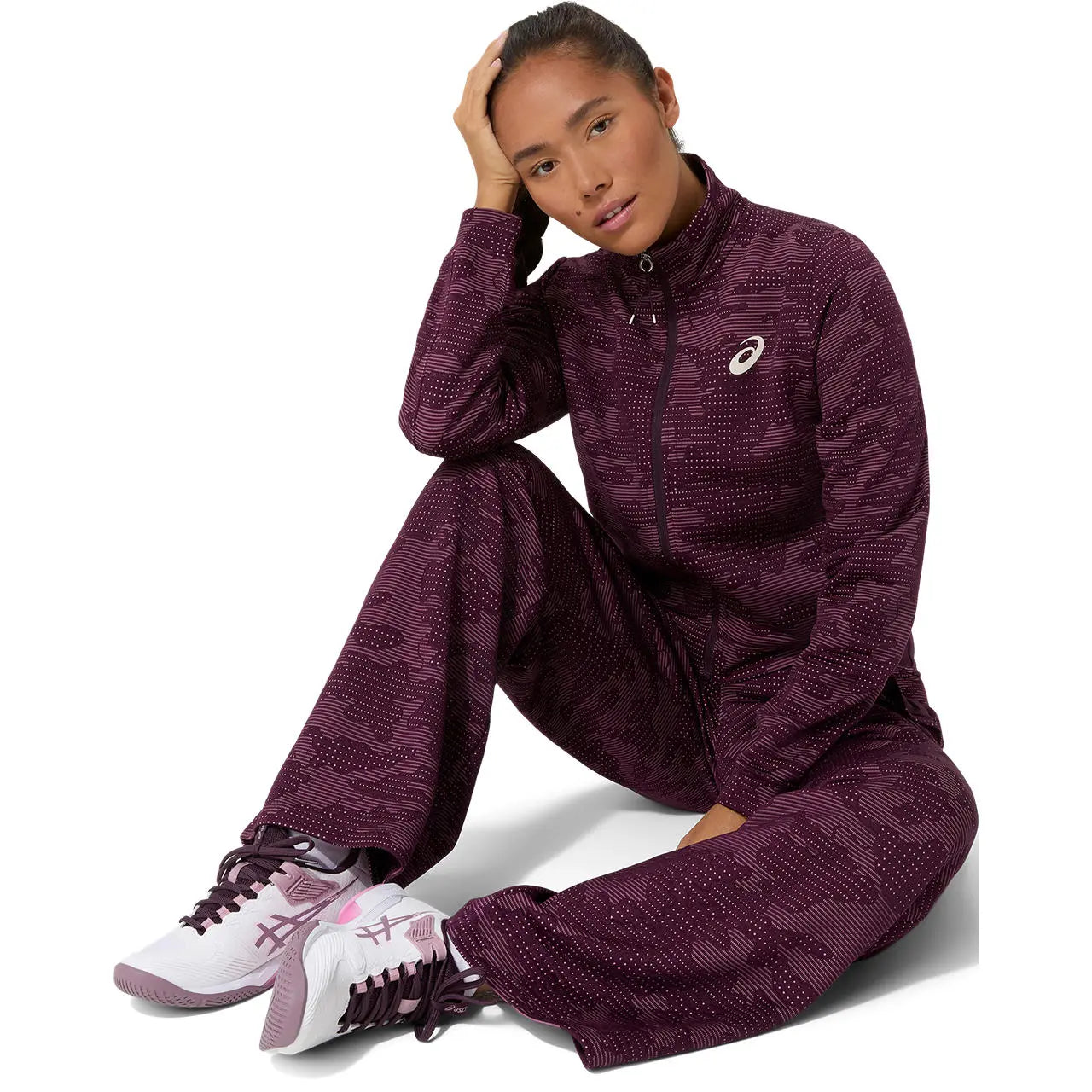 Asics Damenlaufjacke Match Jacket, Dark Aubergine
