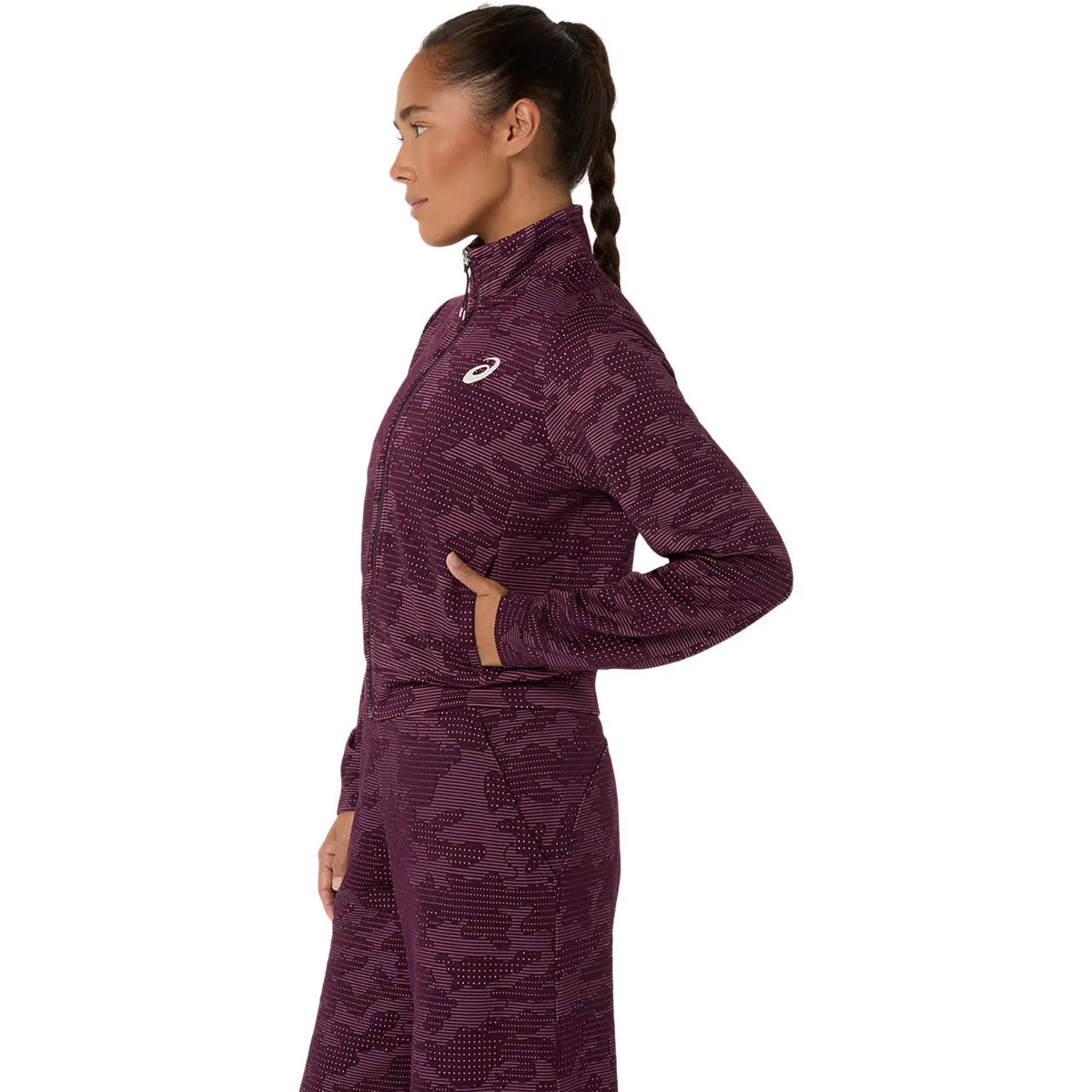 Asics Damenlaufjacke Match Jacket, Dark Aubergine – Bild 