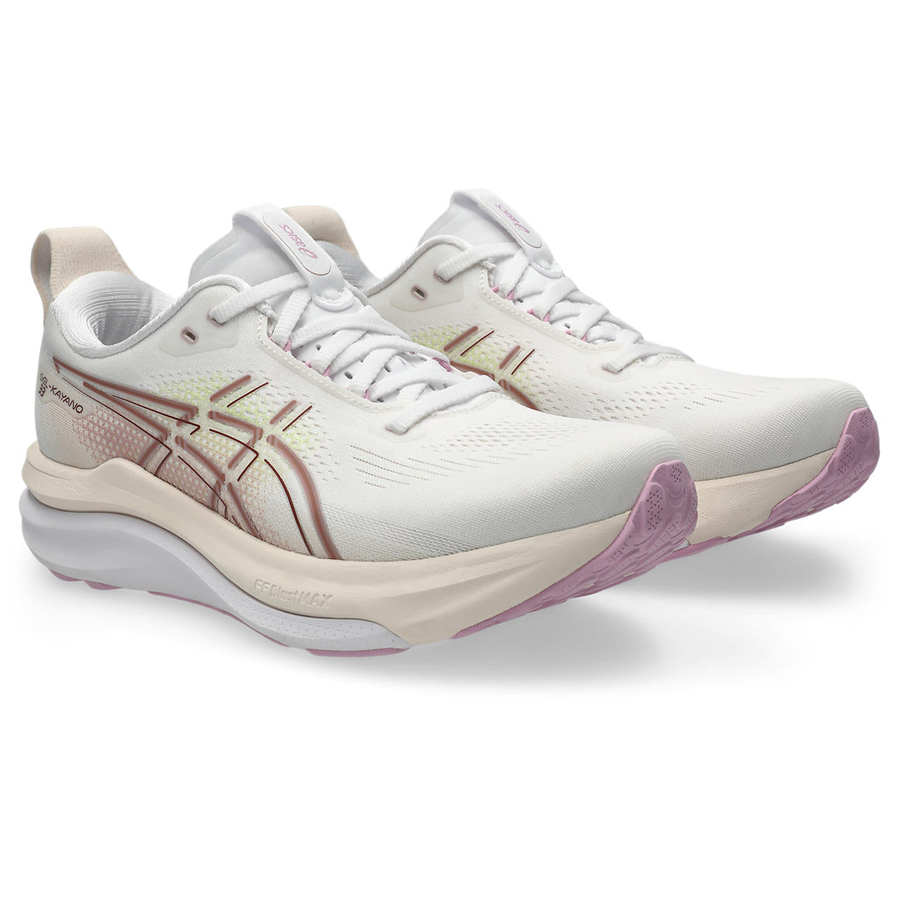 Asics Damenlaufschuhe Gel-Kayano 33, White/Hazy Lilac