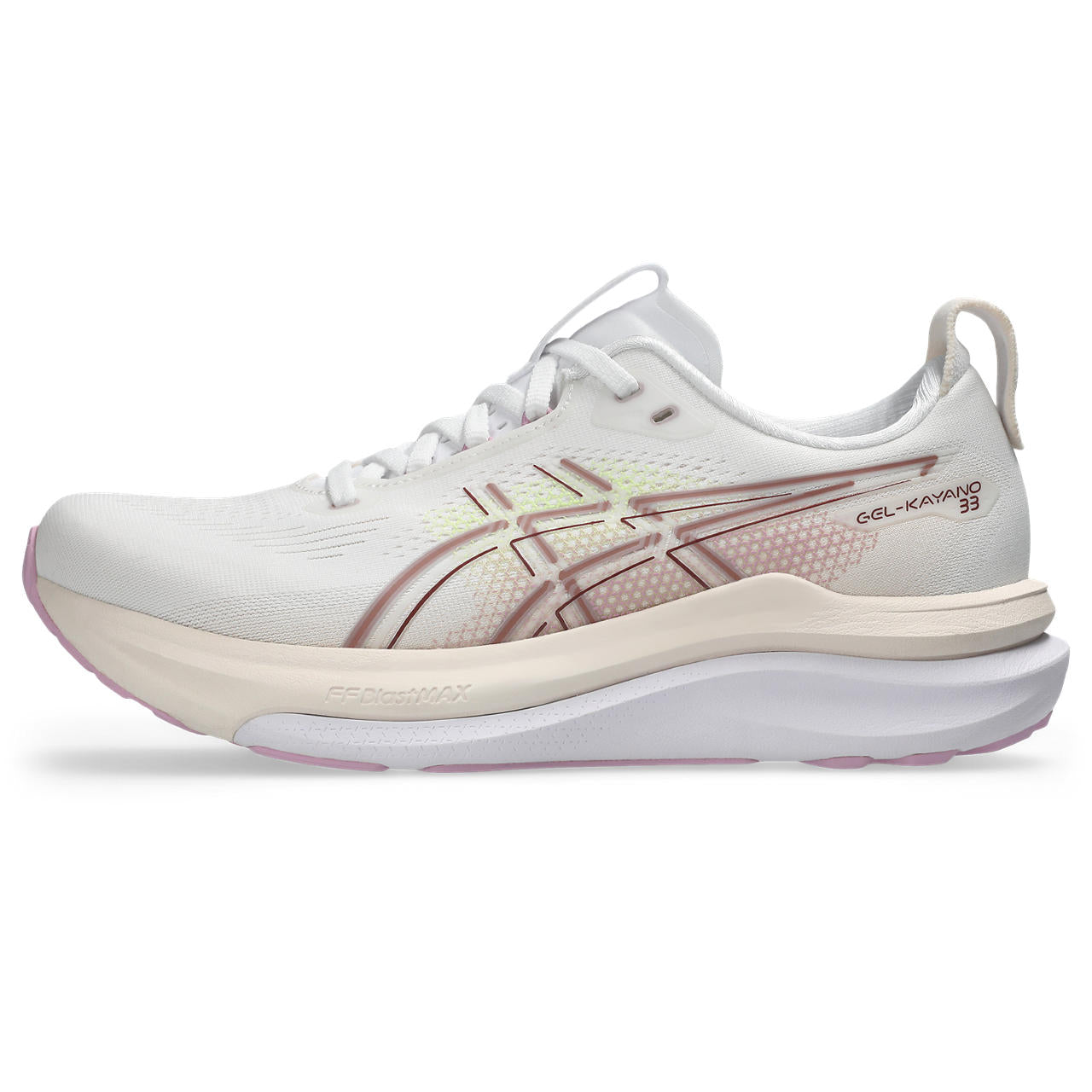 Asics Damenlaufschuhe Gel-Kayano 33, White/Hazy Lilac