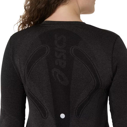 Asics Damenlaufshirt Road Seamless LS Top, Performance Black/Graphite Grey
