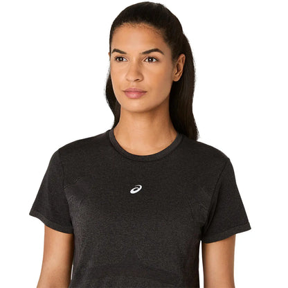 Asics Damenlaufshirt Road Seamless SS Top, Performance Black/Graphite Grey