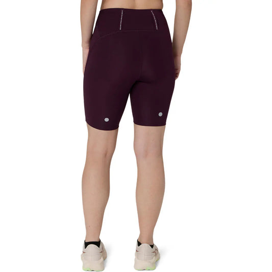 Asics Damenlaufshort Road High Waist 8 IN Sprinter, Dark Aubergine – Rückansicht – Dark Aubergine / 34