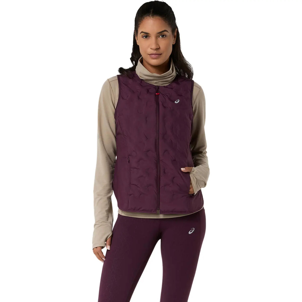 Asics Damenlaufweste Nagino Run Padded Gilet, Dark Aubergine – Bild 