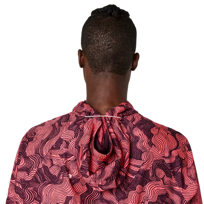 Asics Herrenlaufjacke Fujitrail Packable Jacket, Blazing Coral/Dark Aubergine
