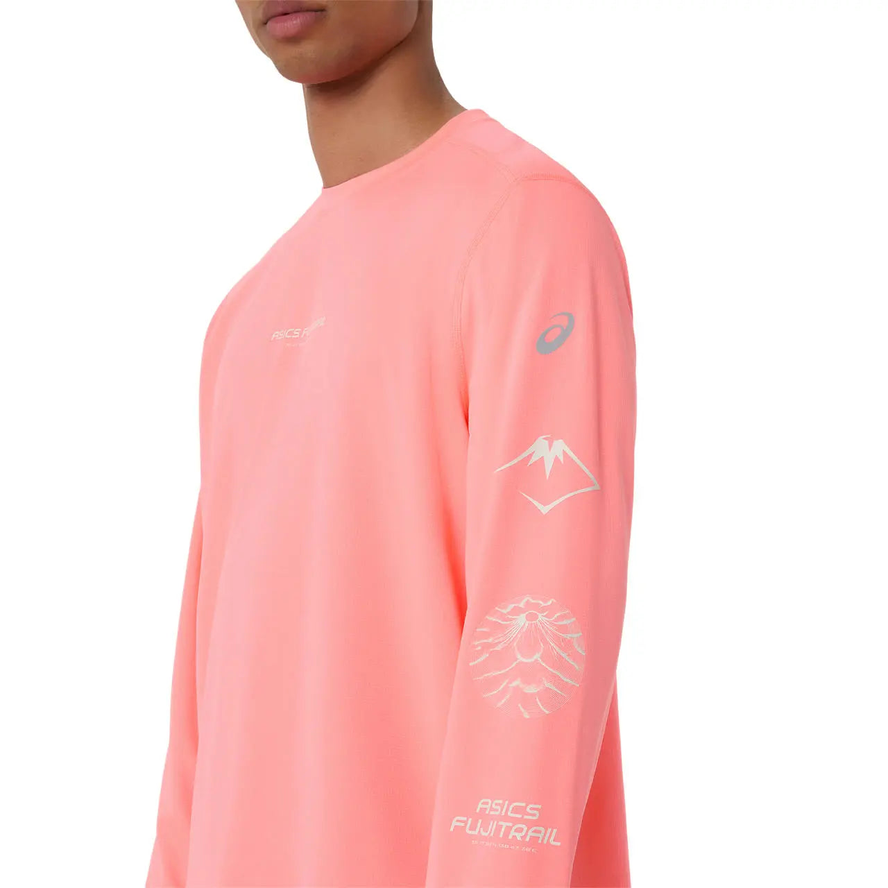 Asics Herrenlaufschirt Fujitrail Logo LS Top, Sun Coral – Bild 