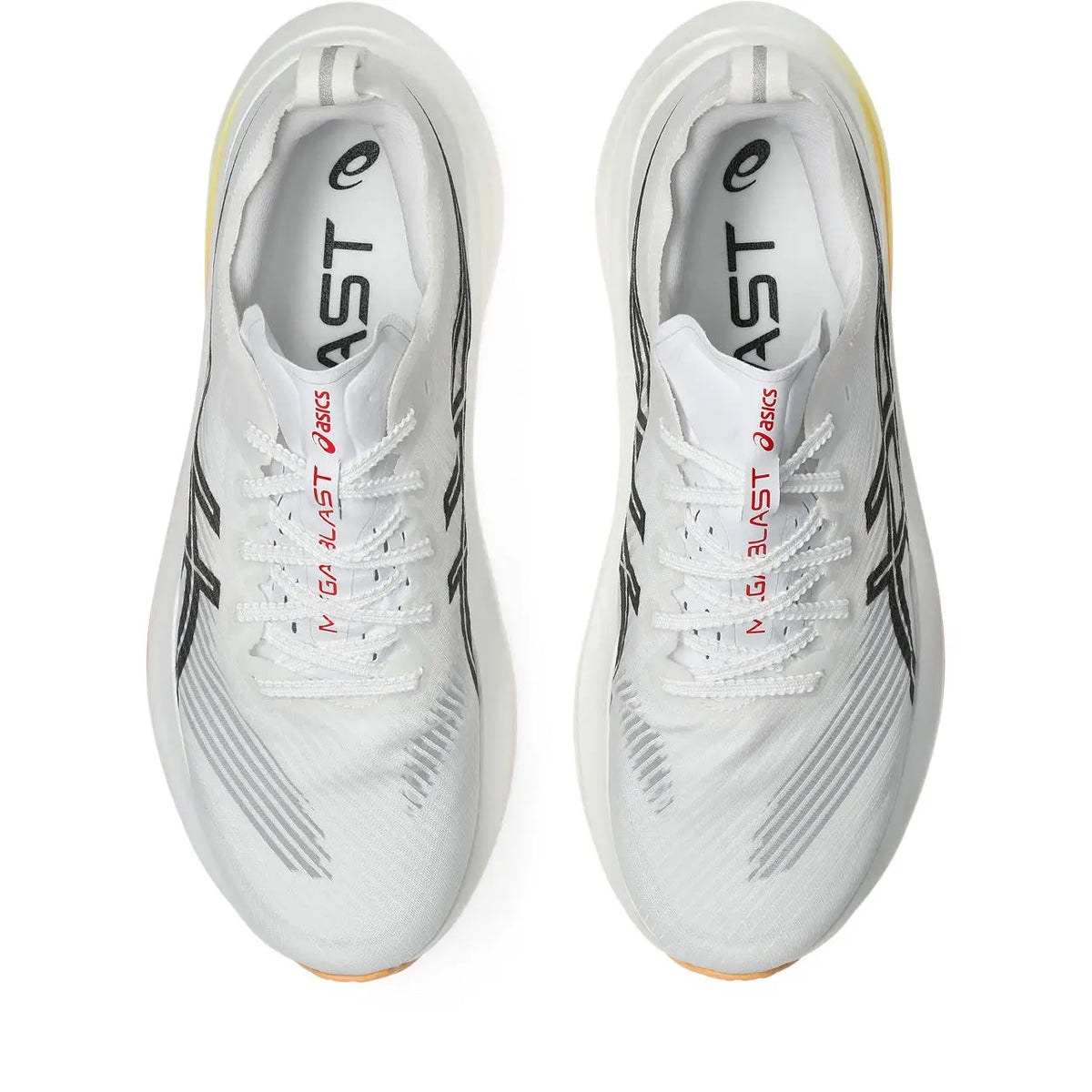 Asics Herrenlaufschuhe Megablast, White/Orange Glow