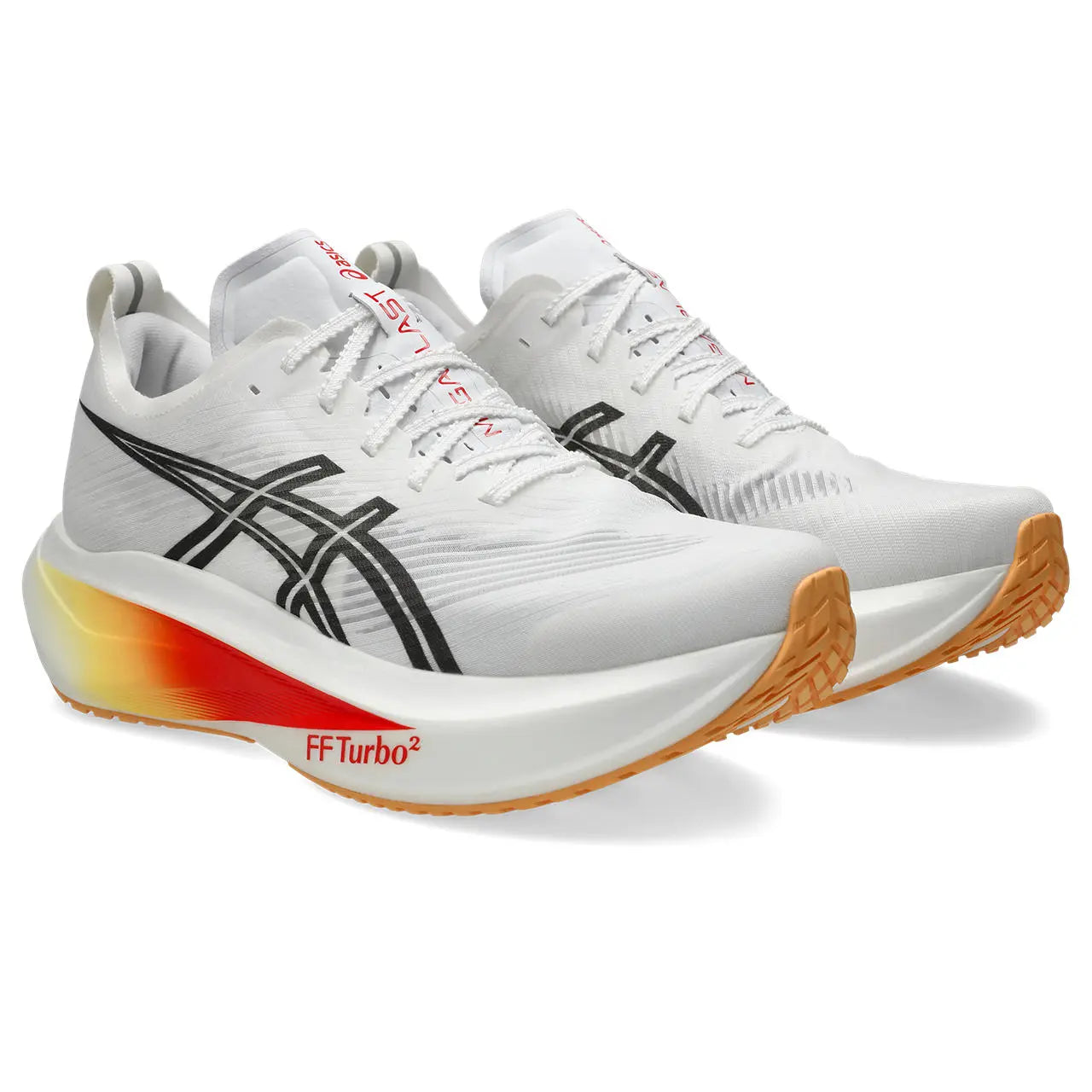 Asics Herrenlaufschuhe Megablast, White/Orange Glow