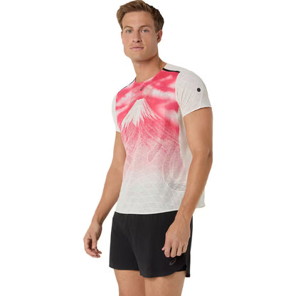 Asics Herrenlaufshirt Fujitrail Elite Grahpic SS Top, weiß
