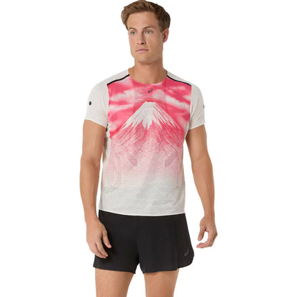 Asics Herrenlaufshirt Fujitrail Elite Grahpic SS Top, weiß