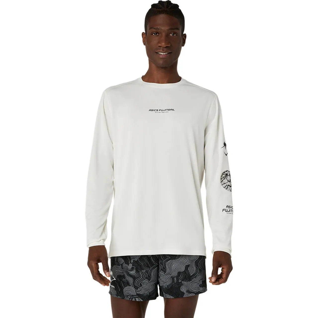 Asics Herrenlaufshirt Fujitrail Logo LS Top, Cream