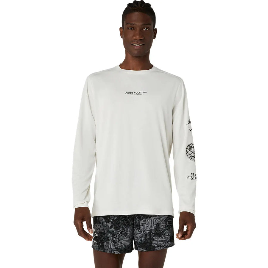 Asics Herrenlaufshirt Fujitrail Logo LS Top, Cream
