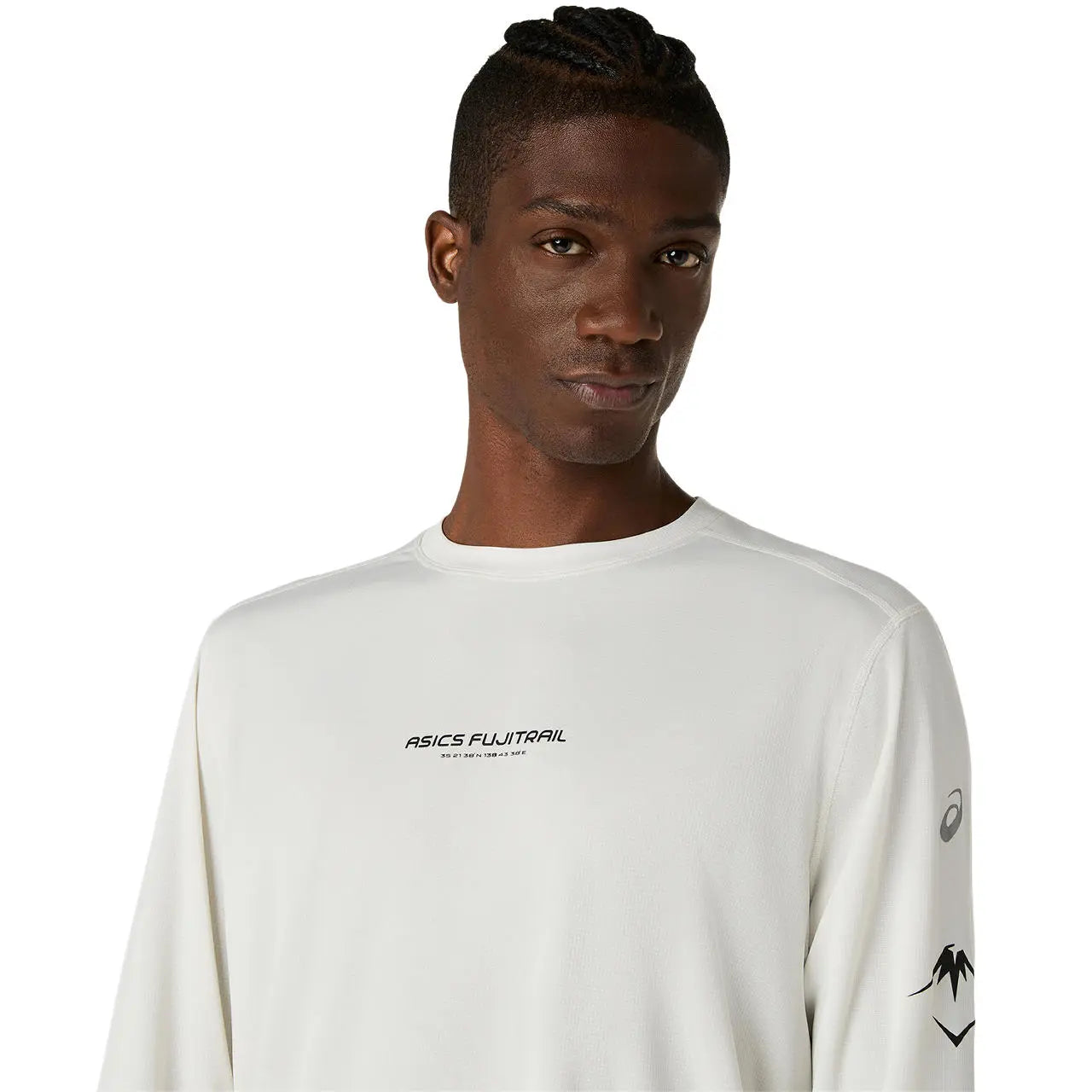 Asics Herrenlaufshirt Fujitrail Logo LS Top, Cream – Bild 