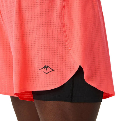Asics Herrenlaufshort Fujitrail Elite Short, Blazing Coral