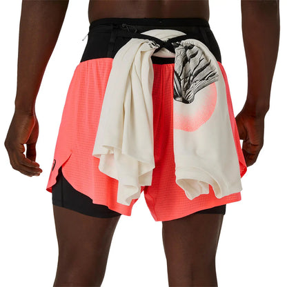 Asics Herrenlaufshort Fujitrail Elite Short, Blazing Coral