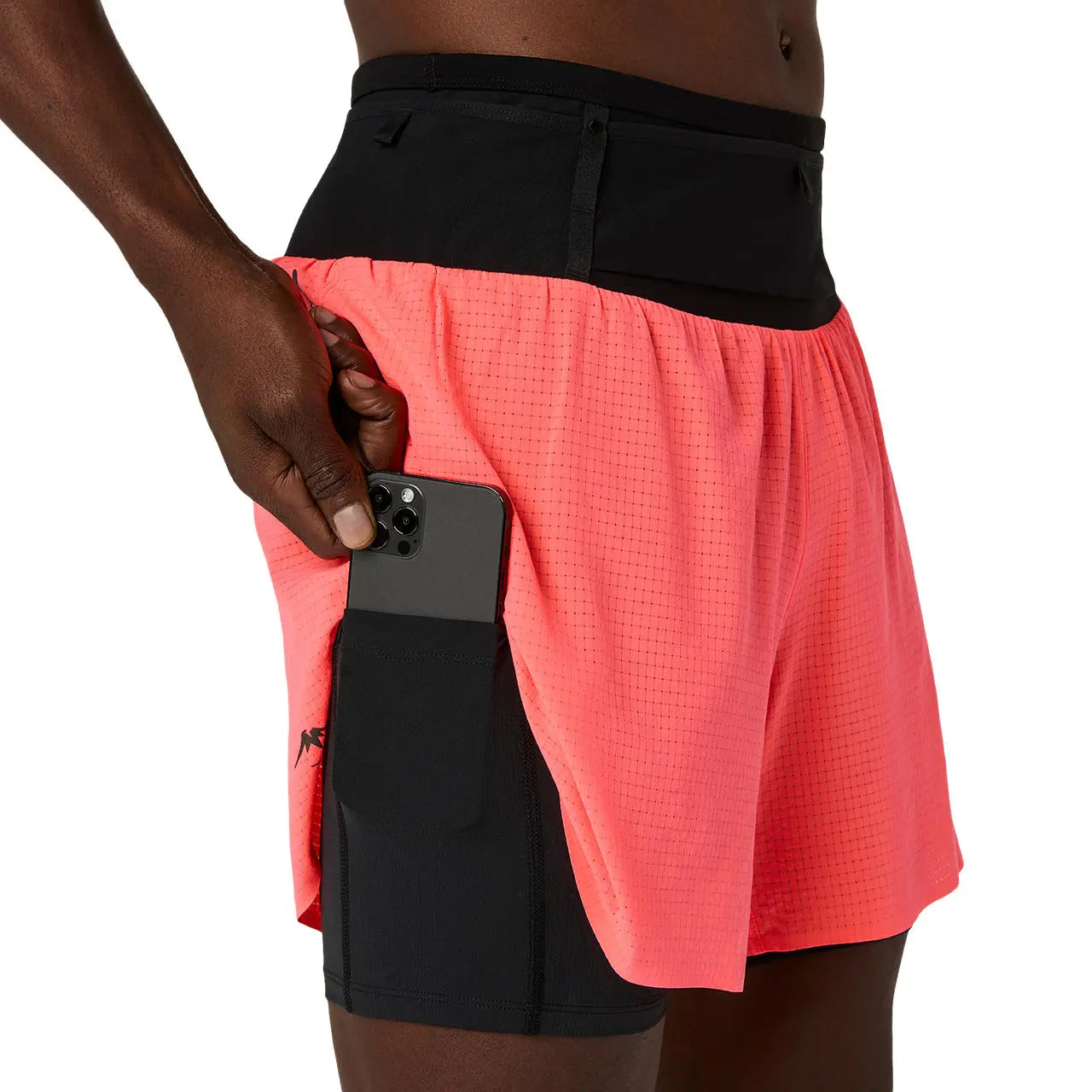Asics Herrenlaufshort Fujitrail Elite Short, Blazing Coral – Bild 