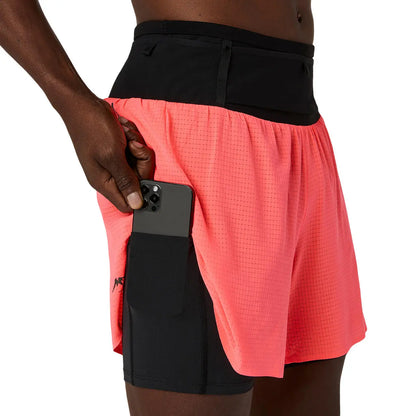Asics Herrenlaufshort Fujitrail Elite Short, Blazing Coral