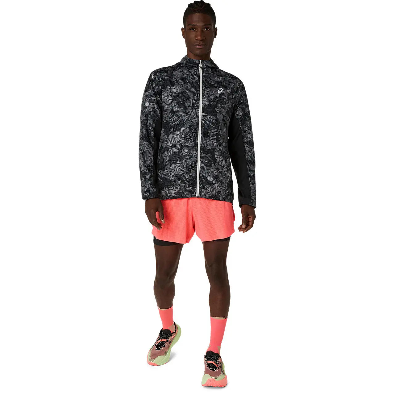 Asics Herrenlaufshort Fujitrail Elite Short, Blazing Coral – Bild 