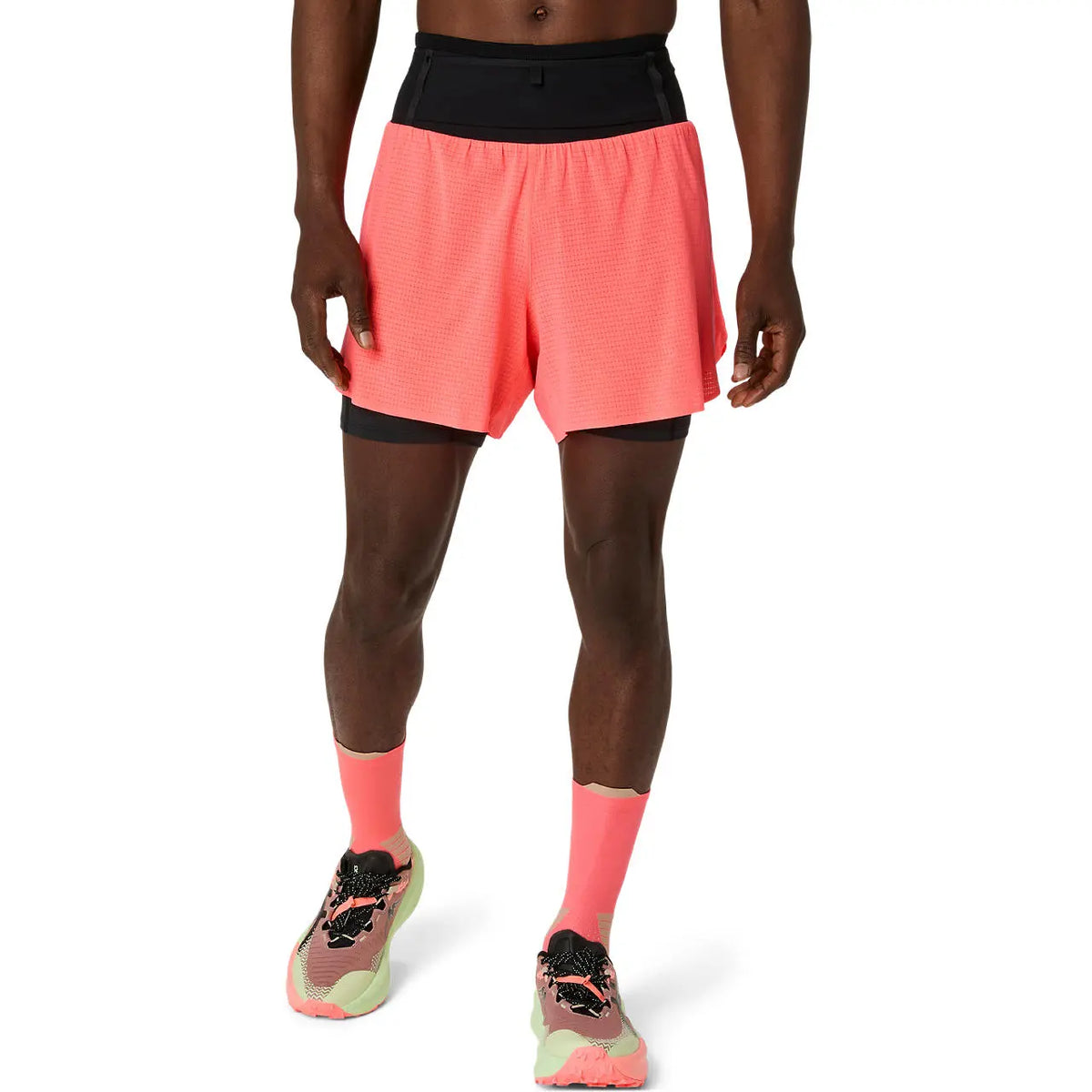 Asics Herrenlaufshort Fujitrail Elite Short, Blazing Coral