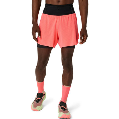 Asics Herrenlaufshort Fujitrail Elite Short, Blazing Coral