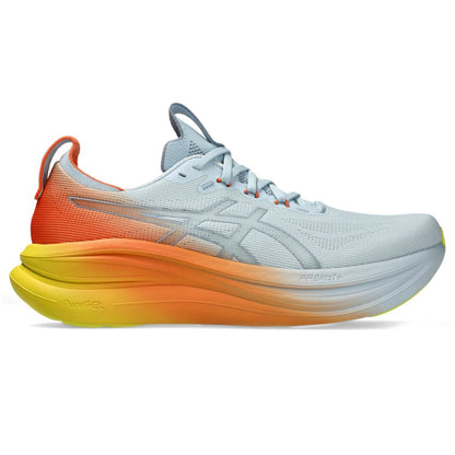 Asics Herrenlaufschuhe Gel-Nimbus 28, neutrale Laufschuhe für Herren, seitliche Ansicht mit atmungsaktivem Obermaterial