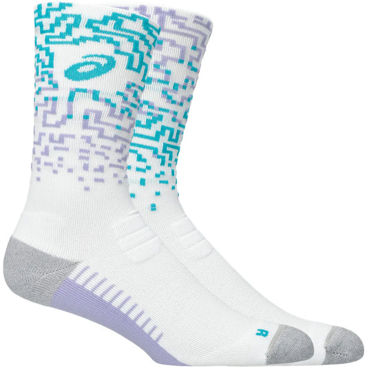 Asics Laufsocken Perfomance Run Sock Crew, White/Energy Aqua/Fresh Air – Rückansicht – weiß / 39-42