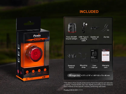 Fenix BC06R Intelligentes Fahrradrücklicht mit Bemssensor, 90 Lumen