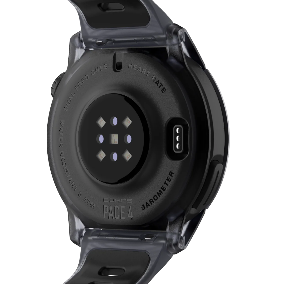 Coros Sportuhr Pace 4, Silikonarmband, black crystal