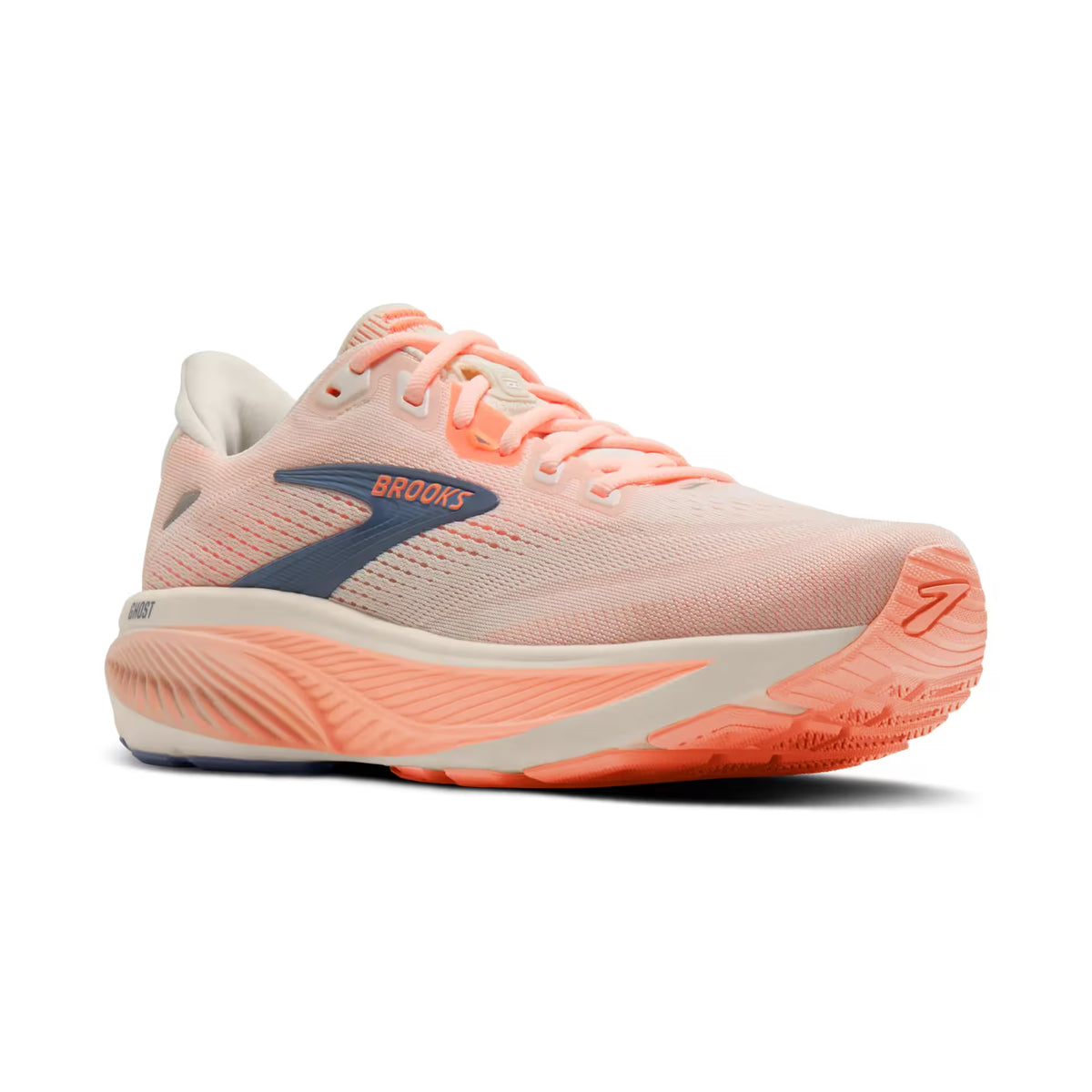 Brooks Damenlaufschuhe Ghost 18, Star White/Cyber Peach/Grey – Bild 
