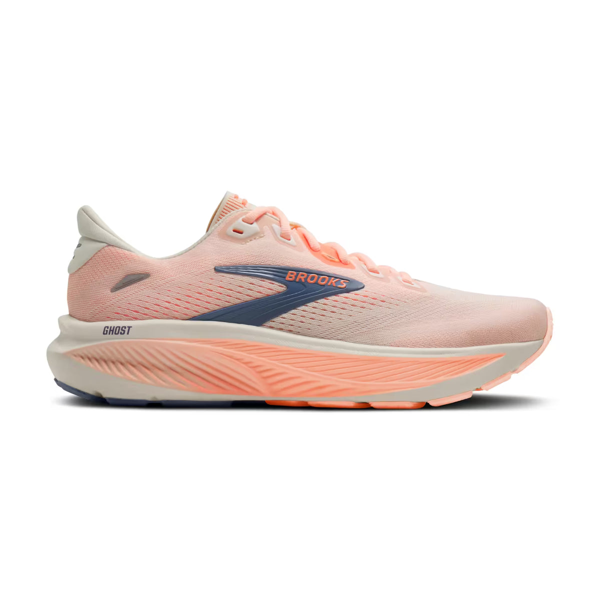Brooks Damenlaufschuhe Ghost 18, Star White/Cyber Peach/Grey – Bild 