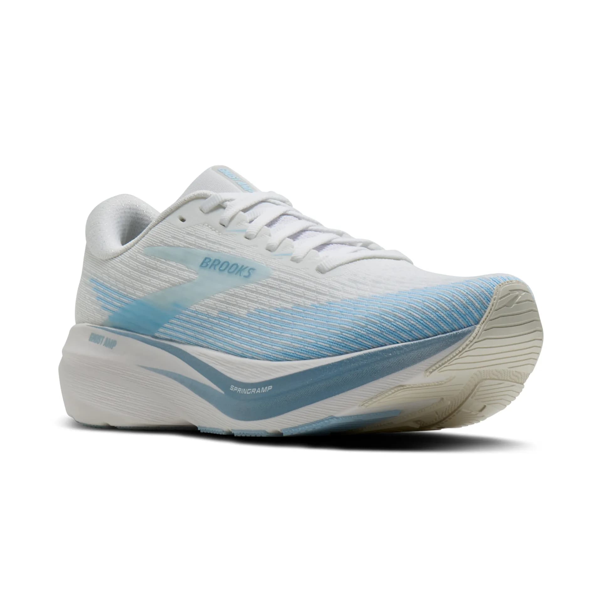 Brooks Damenlaufschuhe Ghost AMP, White/Blue/Metallic – Bild 