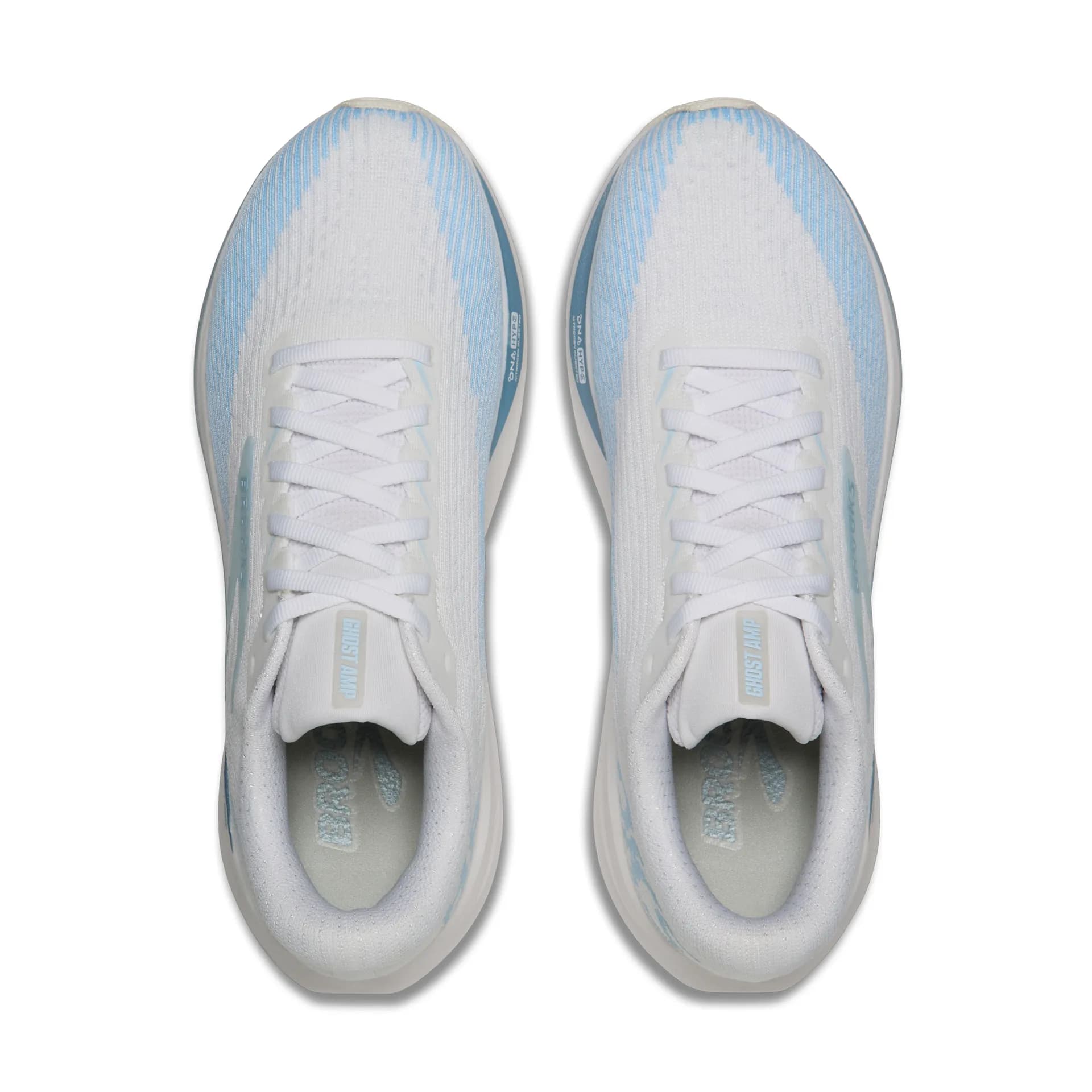 Brooks Damenlaufschuhe Ghost AMP, White/Blue/Metallic – Bild 