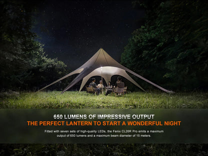 Fenix CL26R Pro multifunktionale, tragbare Campinglaterne, 650 Lumen