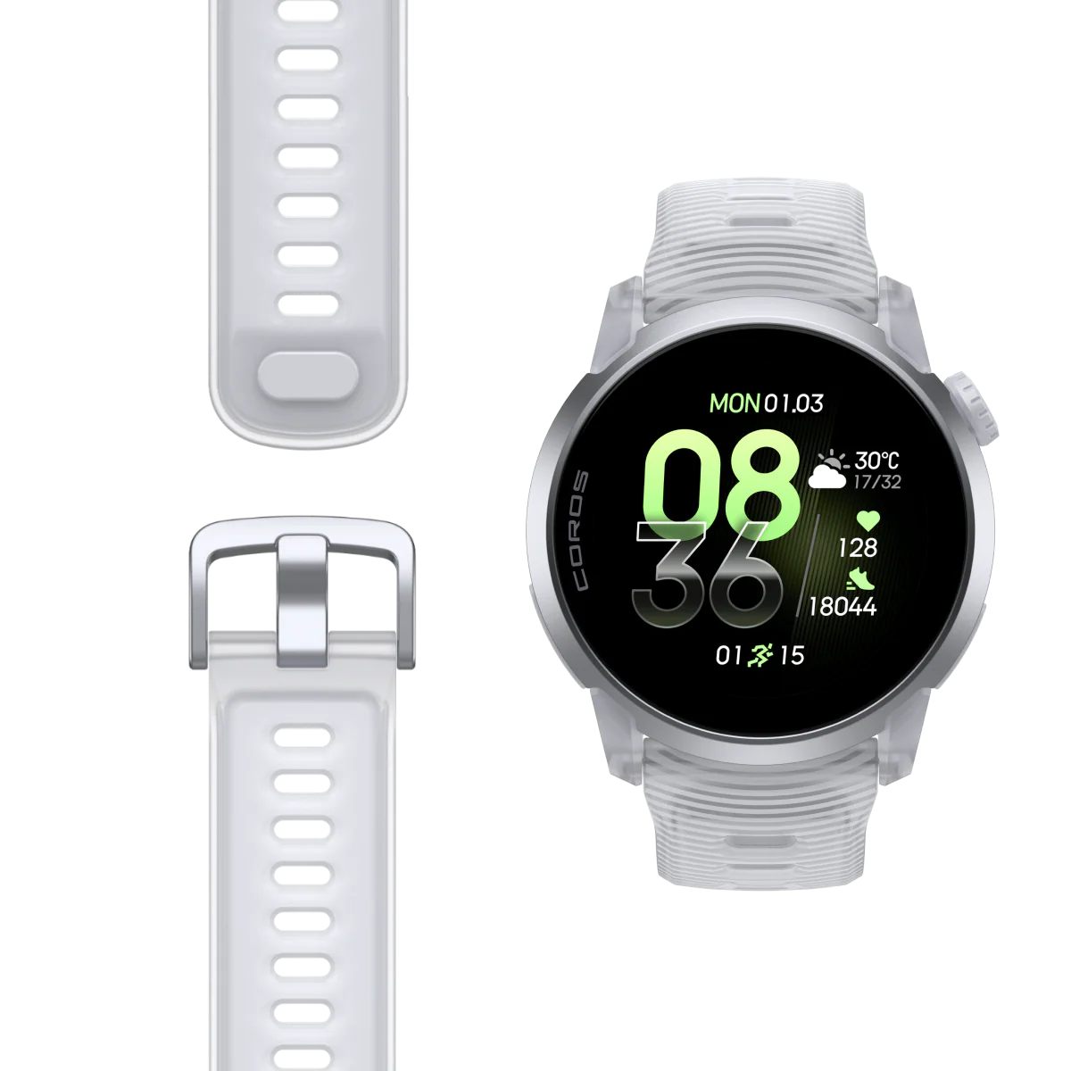 Coros Sportuhr Pace 4, Silikonarmband, Cloud White – Bild 