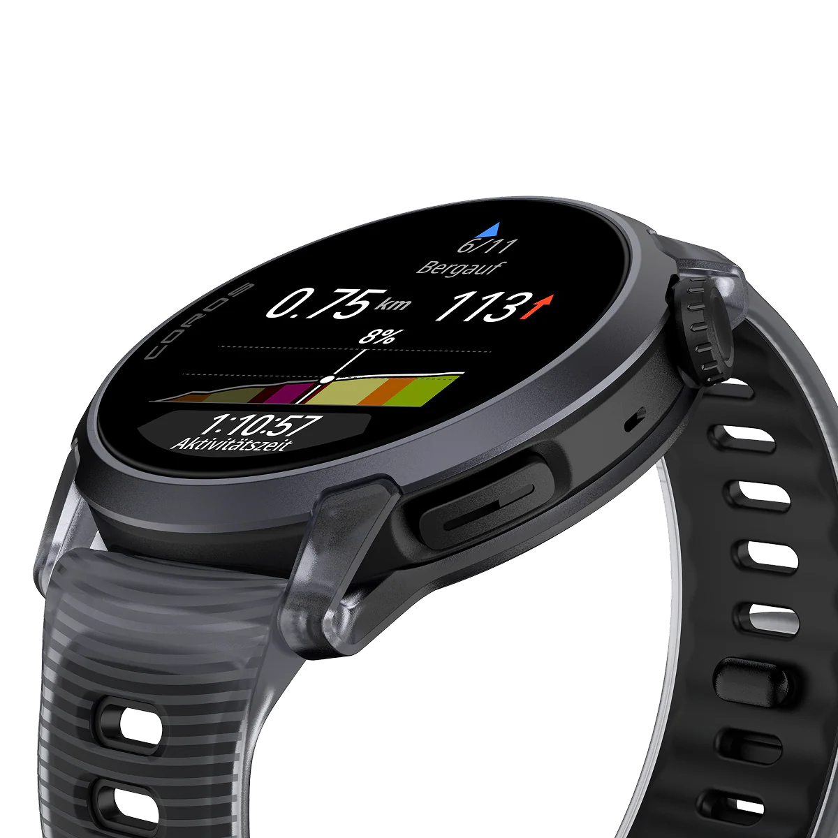 Coros Sportuhr Pace 4, Silikonarmband, black crystal