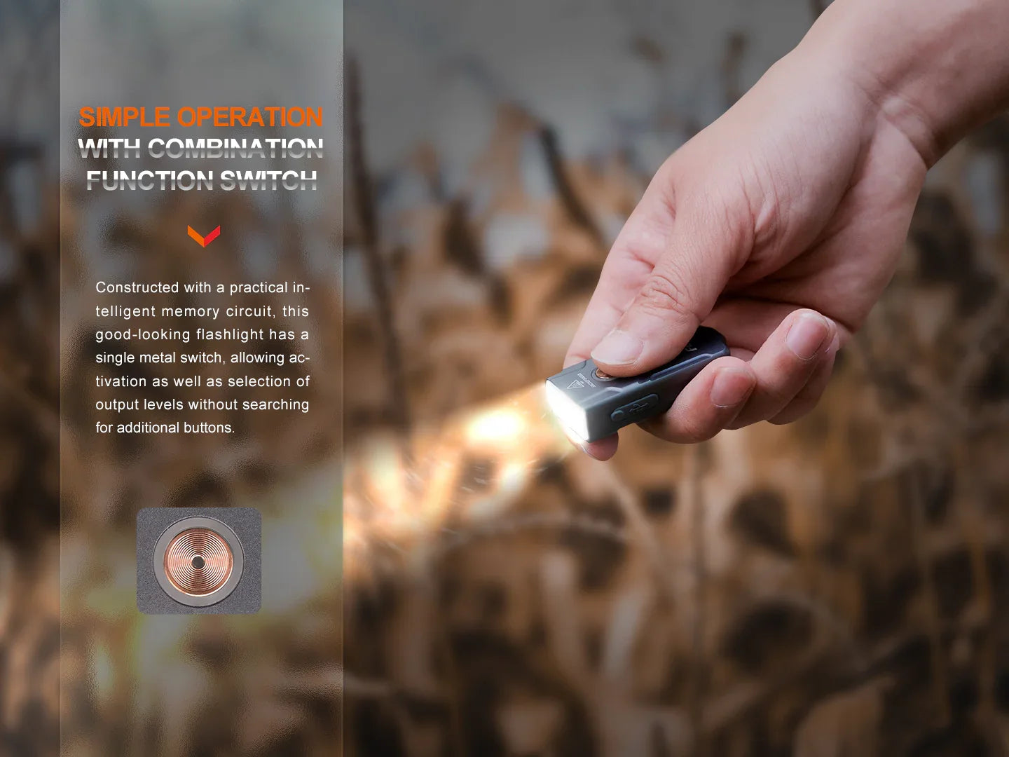Fenix E03R V2.0 Schlüsselanhänger-Taschenlampe aus Metall, 500 Lumen – Bild 