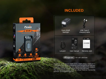 Fenix E04R Minilicht mit 360° drehbarem Clip, 400 Lumen