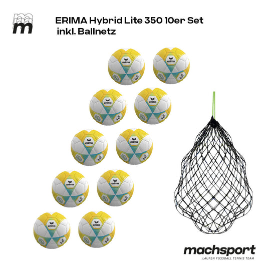 Erima Hybrid Lite 350 10er-Set inkl. Ballnetz, Größe 4 – 4