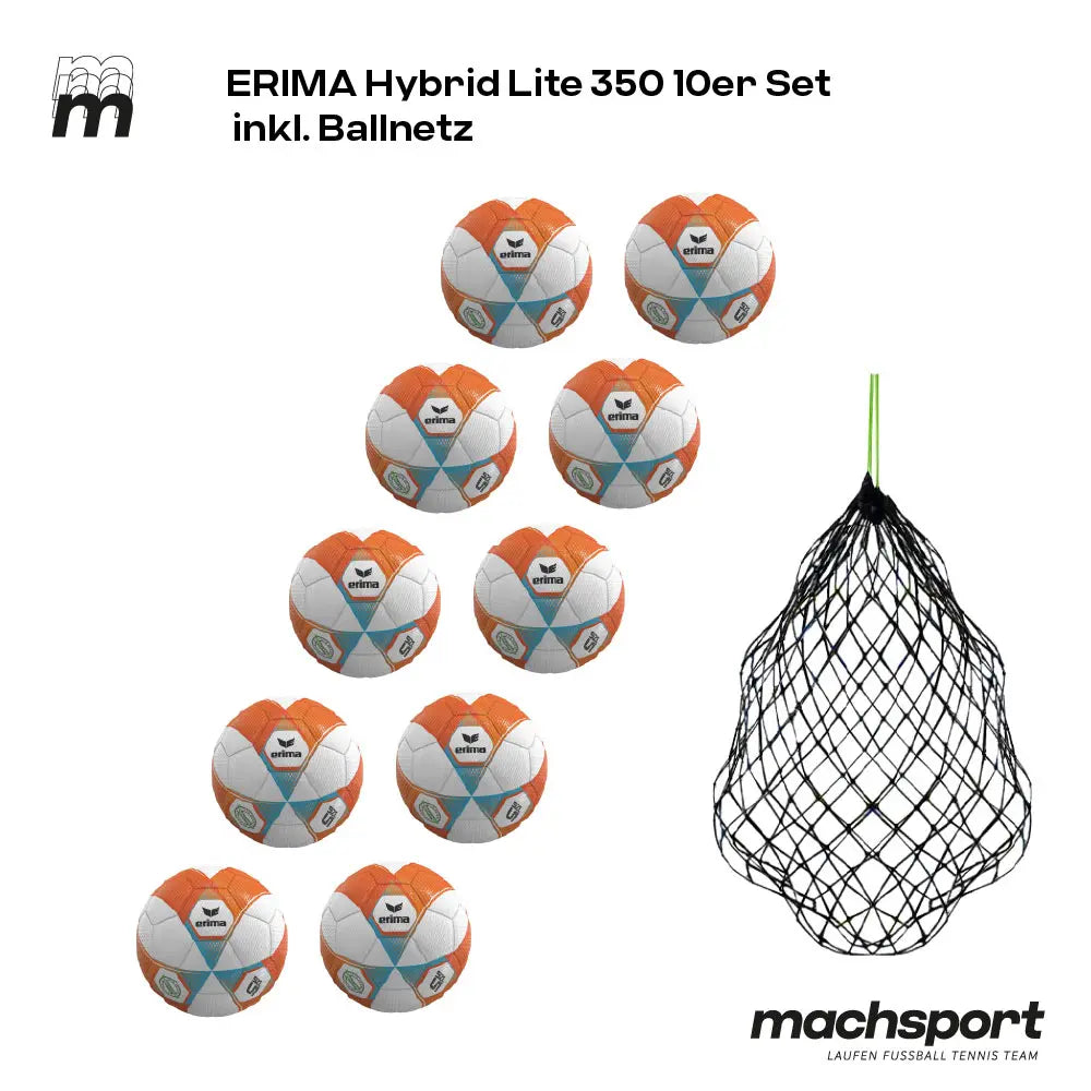 Erima Hybrid Lite 350 10er-Set inkl. Ballnetz, Größe 5 - machsport – Bild 