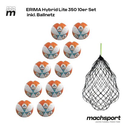 Erima Hybrid Lite 350 10er-Set inkl. Ballnetz, Größe 5 - machsport