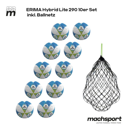Erima Hybrid Lite 290 10er-Set inkl. Ballnetz, Größe 4 - machsport