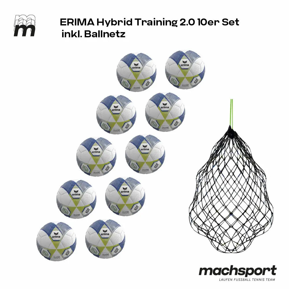 Erima Hybrid Training 2.0 10er-Set inkl. Ballnetz - machsport