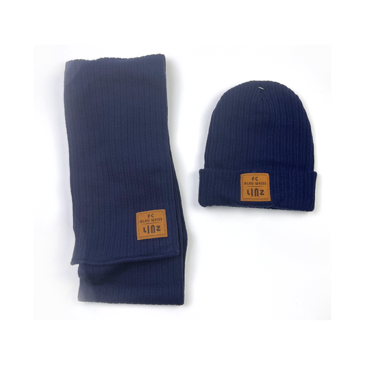 FC Blau-Weiß Linz Kombi Schal & Mütze – blau / ONE SIZE