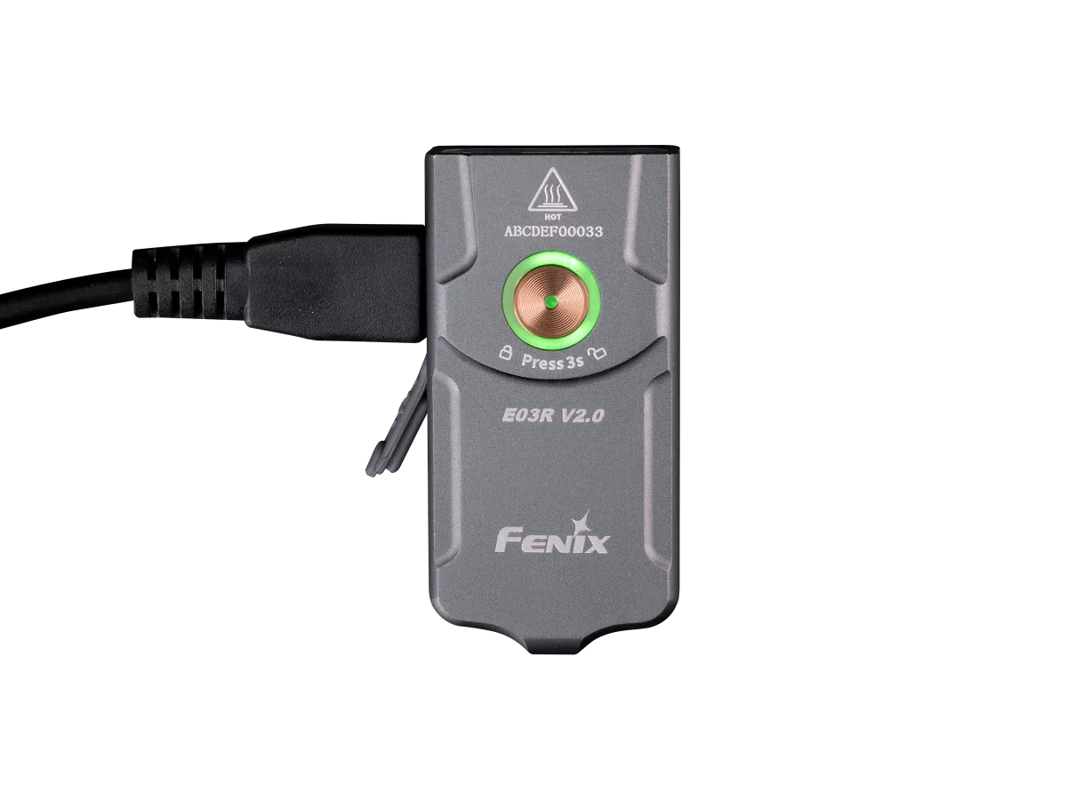 Fenix E03R V2.0 Schlüsselanhänger-Taschenlampe aus Metall, 500 Lumen