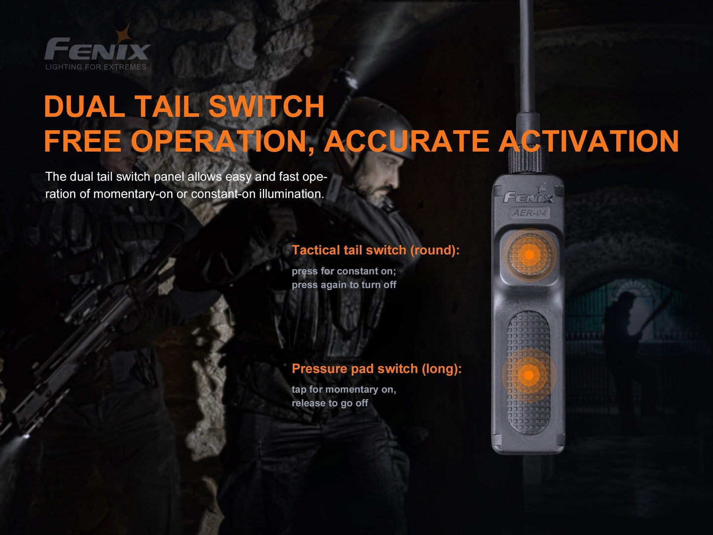 Fenix AER-04 – Taktischer Kabelschalter kompatibel für TK22 V2.0, TK22 UE, TK30, HT18