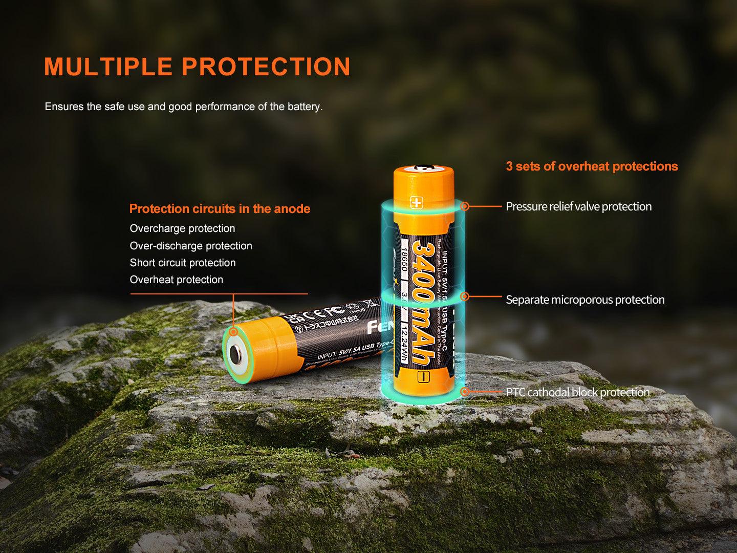 Fenix ARB-L18-3400U V3.0 - USB-Akku 18650 (3400 mAh, Version 3.0) – Bild 