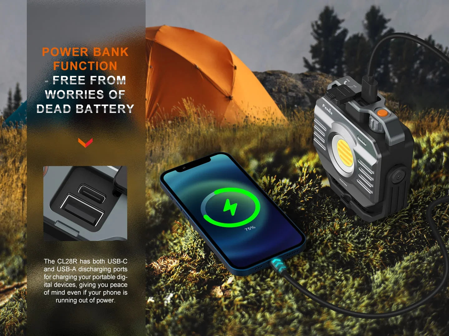 Fenix CL28R multifunktionale Outdoor-Laterne mit Powerbank-Funktion, 2000 Lumen – Bild 