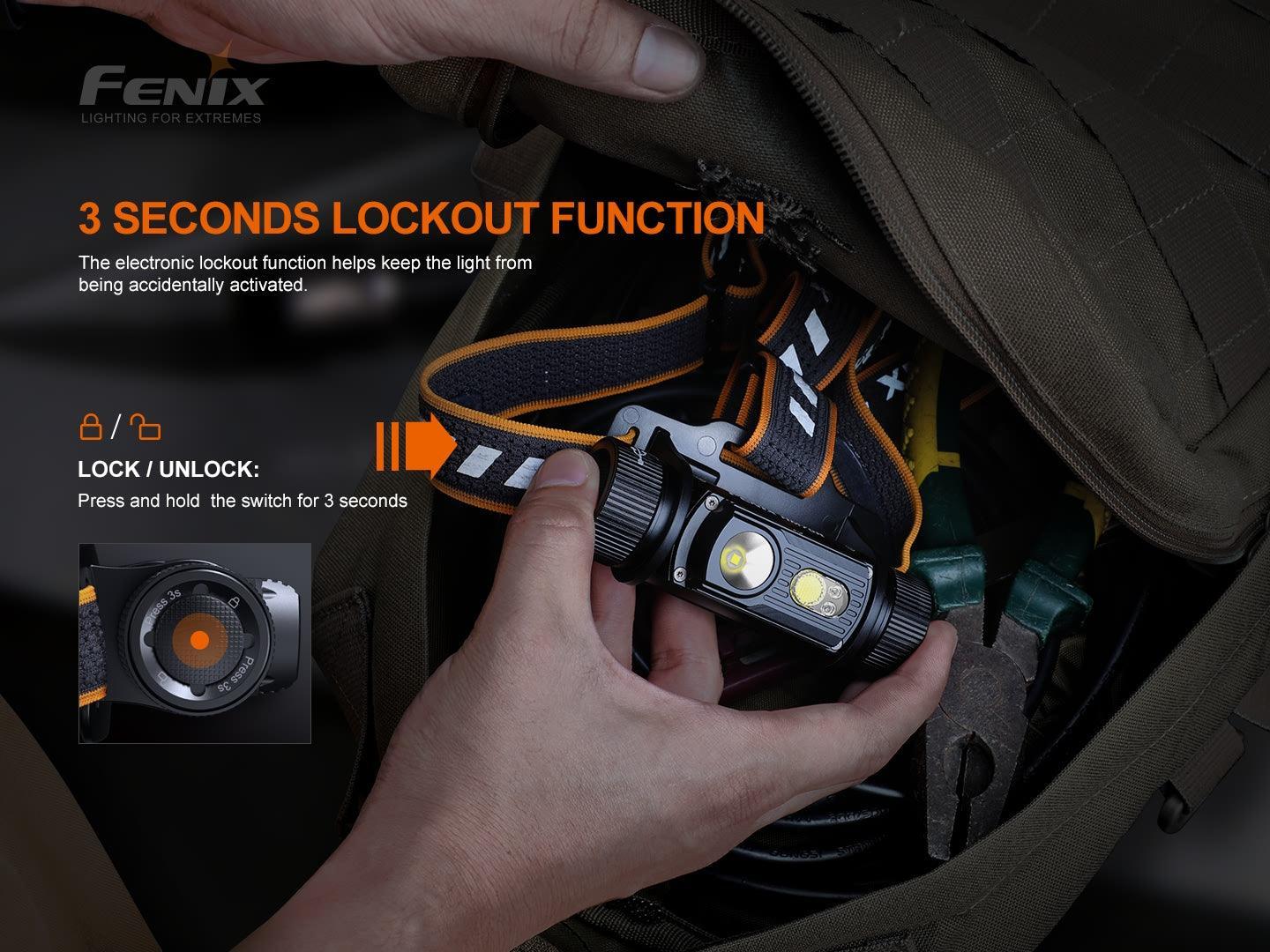 Fenix HM70R Wiederaufladbare Stirnlampe mit dreifacher Lichtquelle, 1600 Lumen