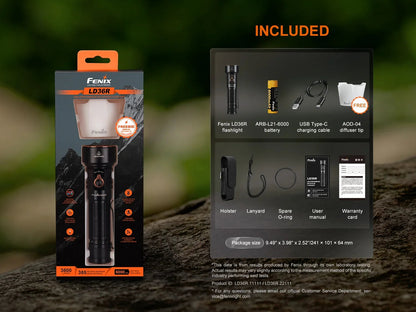 Fenix LD36R leistungsstarke Taschenlampe mit verschiedenen Lichtquellen, 3600 Lumen